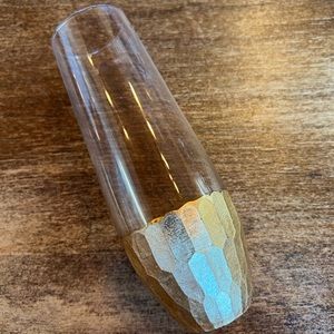 6in stemless champagne flute with gold honeycomb dip